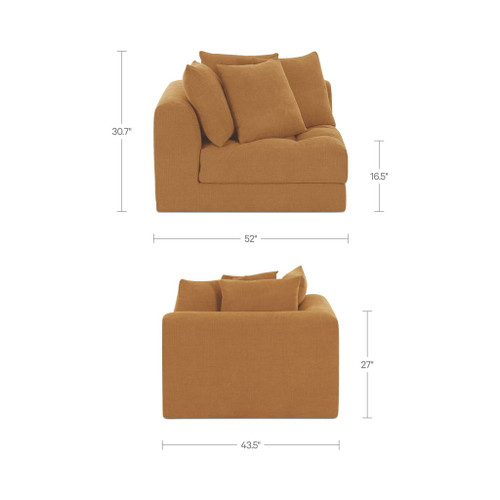 Davie - Right Arm Facing Chair - Golden Yellow