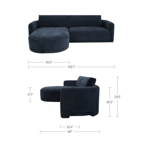 Emmy - Sectional Left - Dark Blue