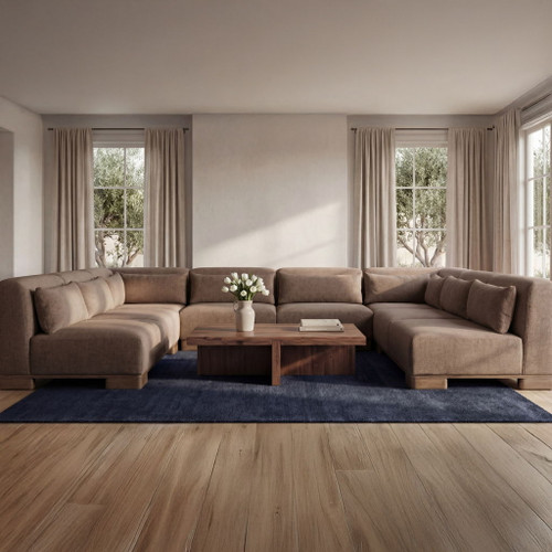 June - U Shaped Modular Sectional - Dark Brown