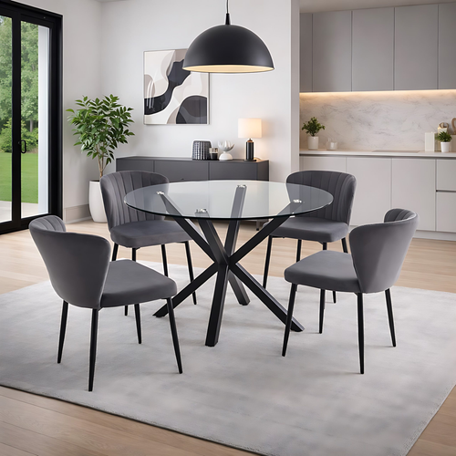 Oslo 47.25″ Round Tempered Glass Top Dining Table
