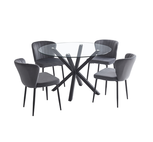 Gray Velvet Wing Back Dining Chair