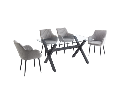 Gray Linen Upholstered Dining Chair