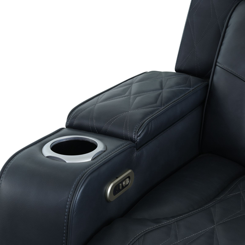 Blackish Gray Breathable Leather Reclining Living Room Set