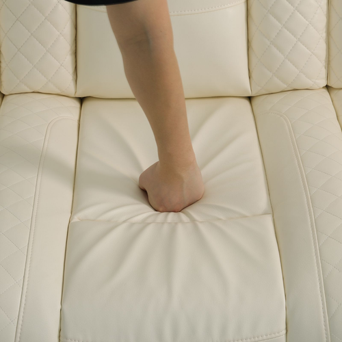 Off-White Breathable Leather Living Room Sectional