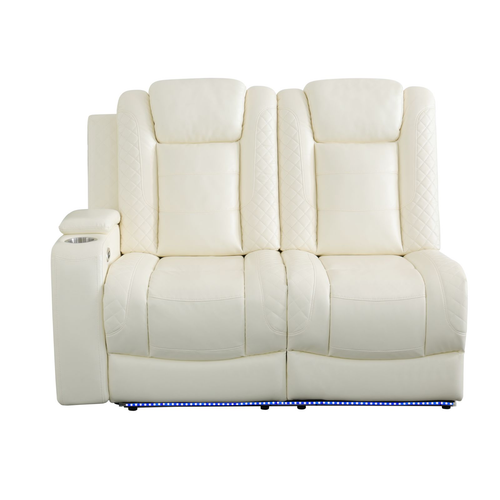 Off-White Breathable Leather Living Room Sectional