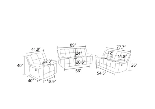 Brown Stripe Fabric Reclining Living Room Set