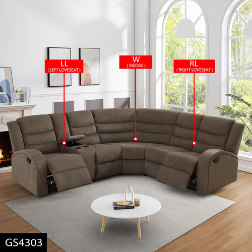 Brown Stripe Fabric Living Room Sectional