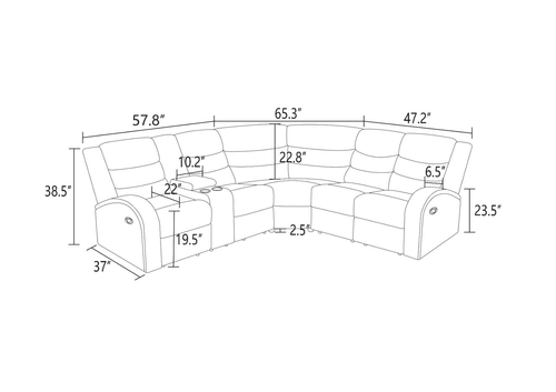 Black Semi Faux Leather Reclining Sectional