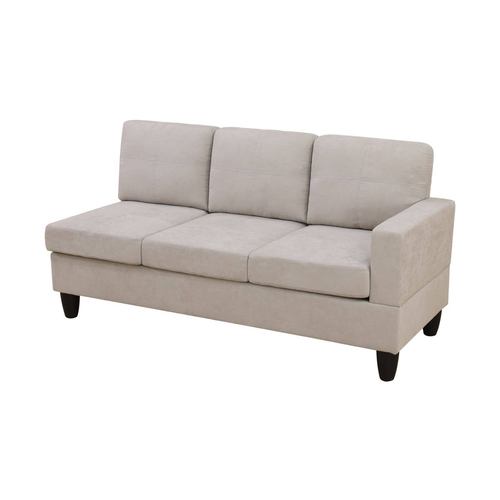 Off-White Short Fur Fluffy Fabric 2-Piece Left Side L-Shaped Sectional