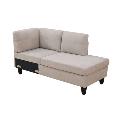 Off-White Short Fur Fluffy Fabric 2-Piece Right Side L-Shaped Sectional