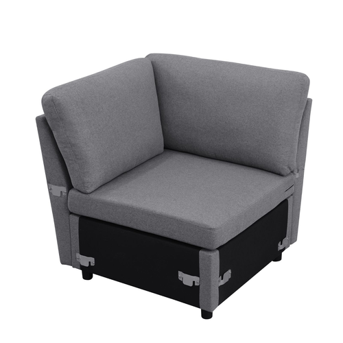 Dark Gray Breathable Sackcloth Double Armrests Sectional