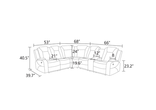 Black Breathable Leather Reclining Sectional