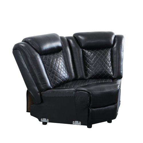 Black Breathable Leather Reclining Sectional