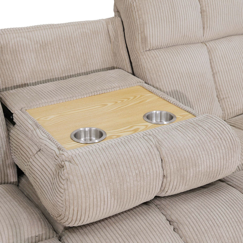 Off-White Stripe Fabric Reclining Living Room Set