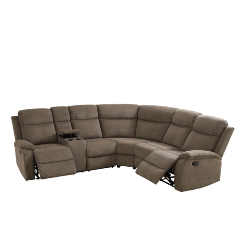 Brown Stripe Fabric Living Room 3-Piece Reclining Sectional