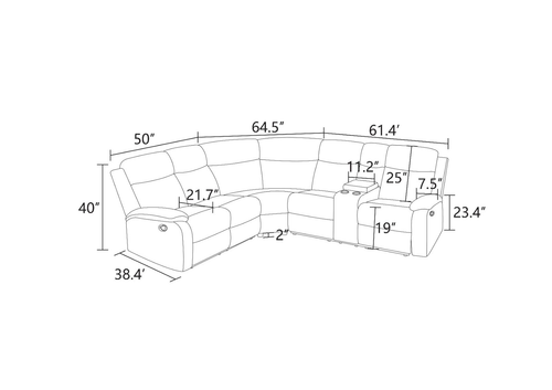 Dark Gray Stripe Fabric Living Room Sectional