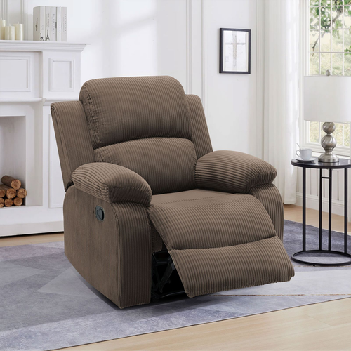 Peanut Corduroy Stripe Fabric Living Room Set