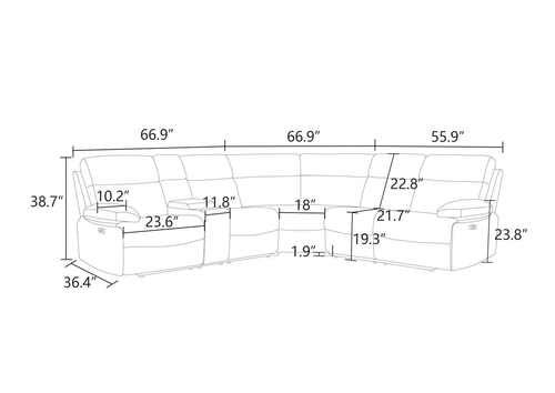 Off-White and Gray Stripe Fabric 3-Piece Sectional