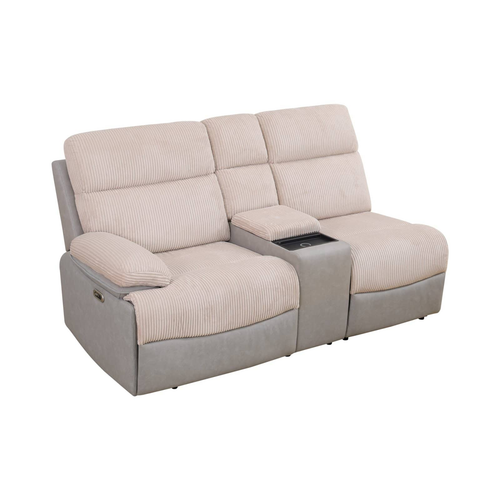 Off-White and Gray Stripe Fabric 3-Piece Sectional