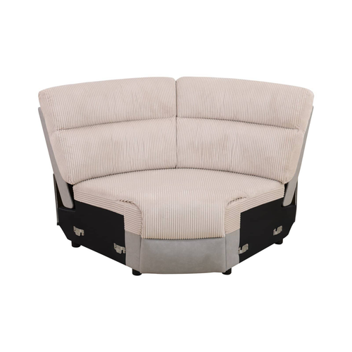 Off-White and Gray Stripe Fabric 3-Piece Sectional