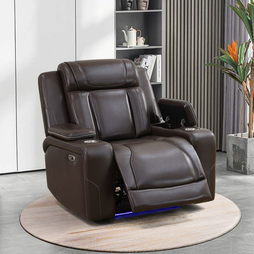 Dark Breathable Semi-Faux Leather Living Room Set