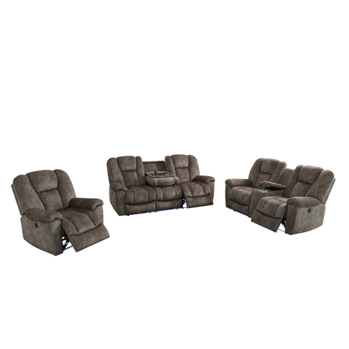 Brown Dutch Calico Fabric Living Room Set