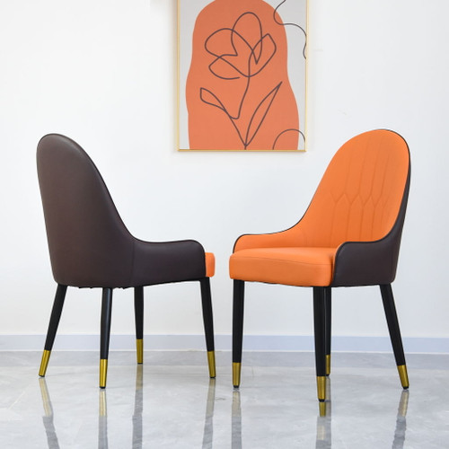 Modern Sponge-Filled Dining Chair, Solid Wood Metal Legs, Suitable For Restaurants, Living Rooms And Rooms (Set of 2)