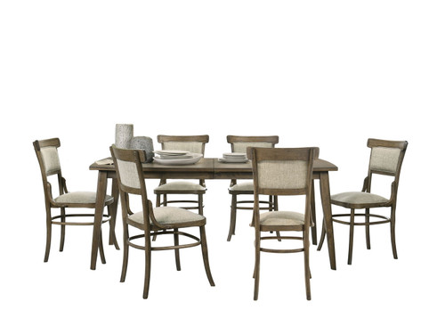 Bistro - Dining Table With Off Fabric Dining Chairs