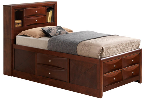 Modern Design Storage Bed With Bookcase Headboard