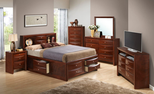 Modern Design Storage Bed With Bookcase Headboard