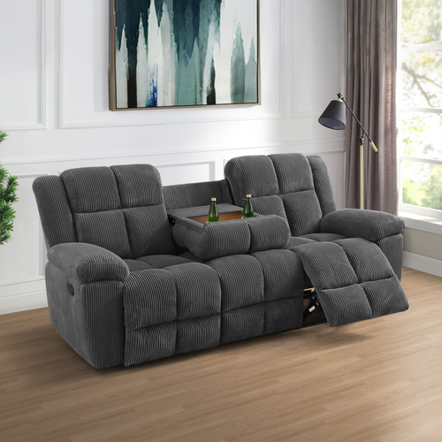 Dark Gray Stripe Fabric Living Room Set