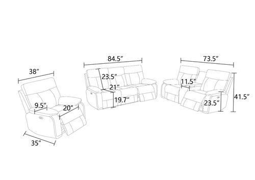 Off-White Breathable Semi-Faux Leather Living Room Set