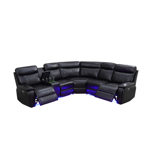 Dark Breathable Semi-Faux Leather Sectional