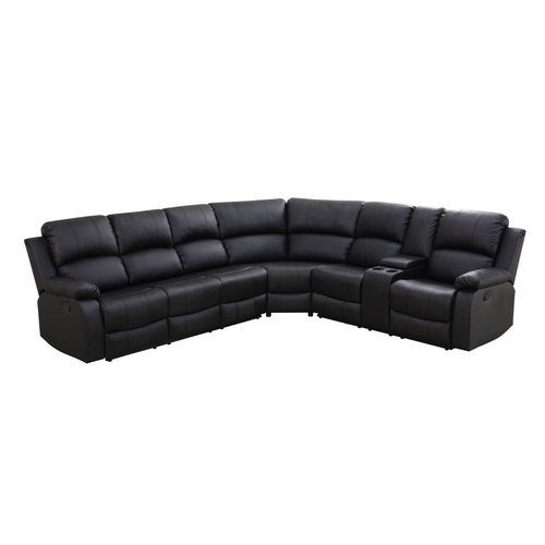 Black Breathable Semi-Faux Leather 3-Piece Sectional