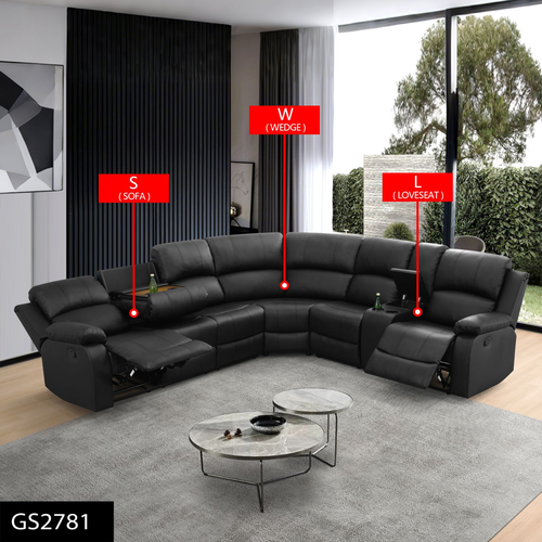 Black Breathable Semi-Faux Leather 3-Piece Sectional