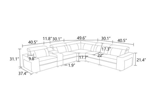 Khaki Breathable Semi-Faux Leather Sectional
