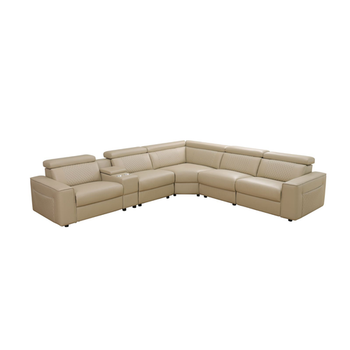 Khaki Breathable Semi-Faux Leather Sectional