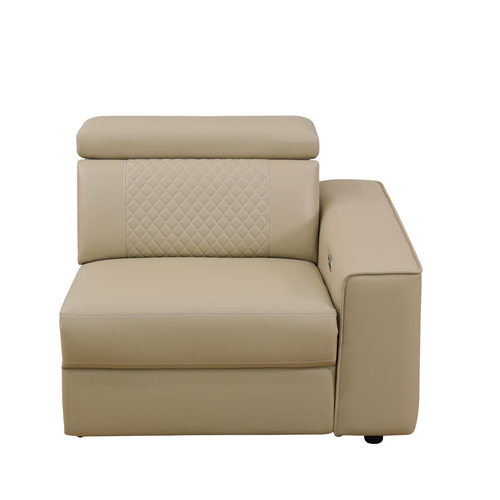 Khaki Breathable Semi-Faux Leather Sectional