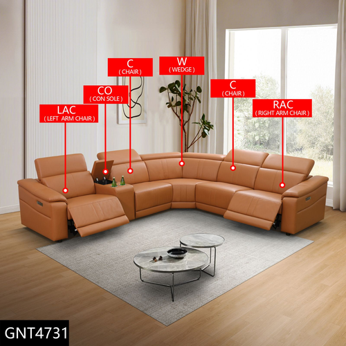 Orange Yellow Top Breathing Leather Sectional