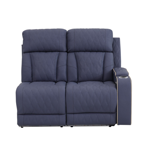 Bluish Gray Sandy Leather Living Room Sectional