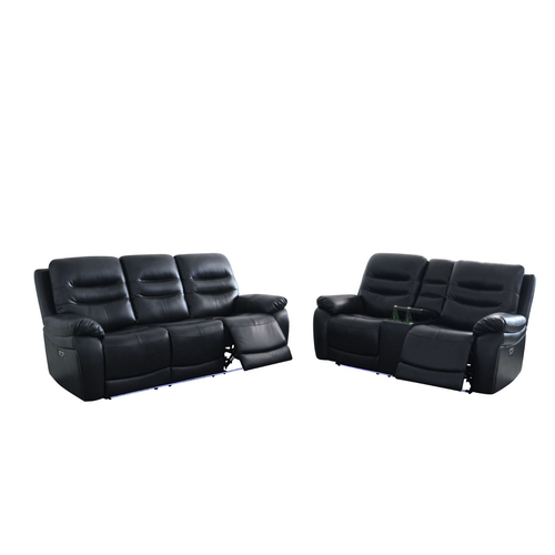 Black Breathable Leather and PVC Living Room Set