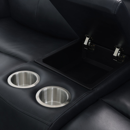 Black Breathable Leather and PVC Living Room Set