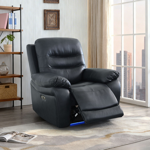 Black Breathable Leather and PVC Living Room Set