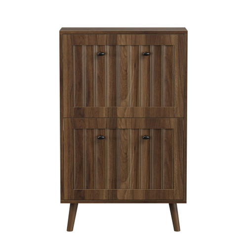 Shoe Cabinet, Upright Storage Unit - Walnut