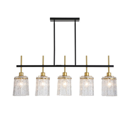 Chandelier 5 Light, Fixture Over Table - Black / Gold