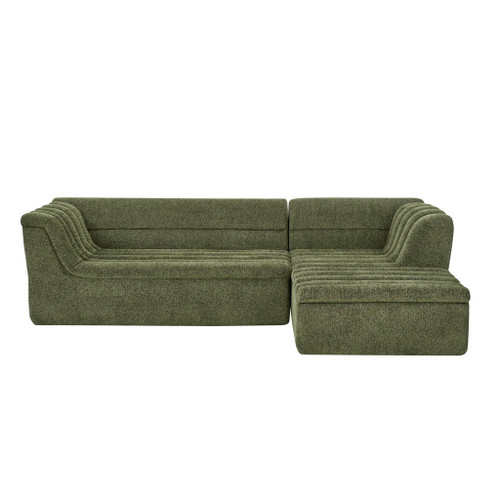 Upholstered L-Shaped Modular Sectional Sofa With Chaise, Wave-Shaped Armrest