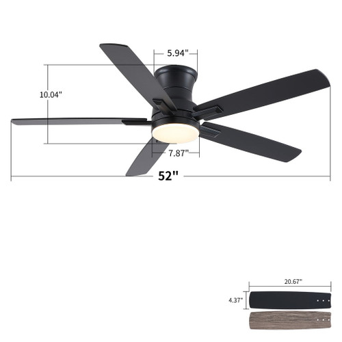 Mordern Flush Mount Ceiling Fan With Light And Remote Control