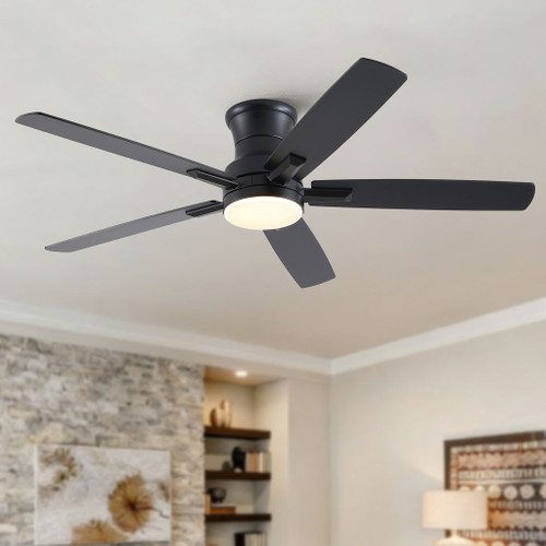 Mordern Flush Mount Ceiling Fan With Light And Remote Control