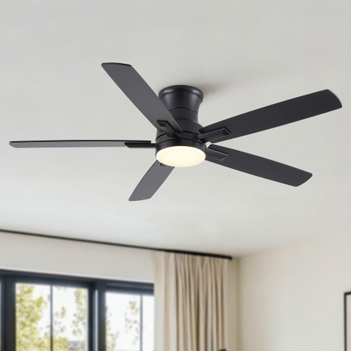 Mordern Flush Mount Ceiling Fan With Light And Remote Control