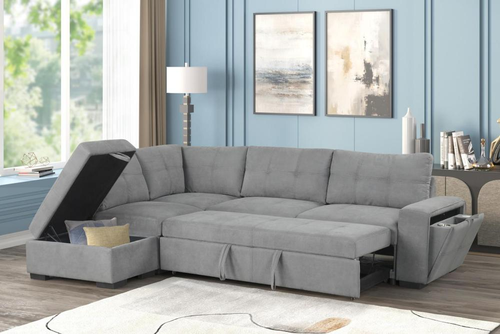 Harper Pull-Out Sleeper Sectional with Storage Ottoman